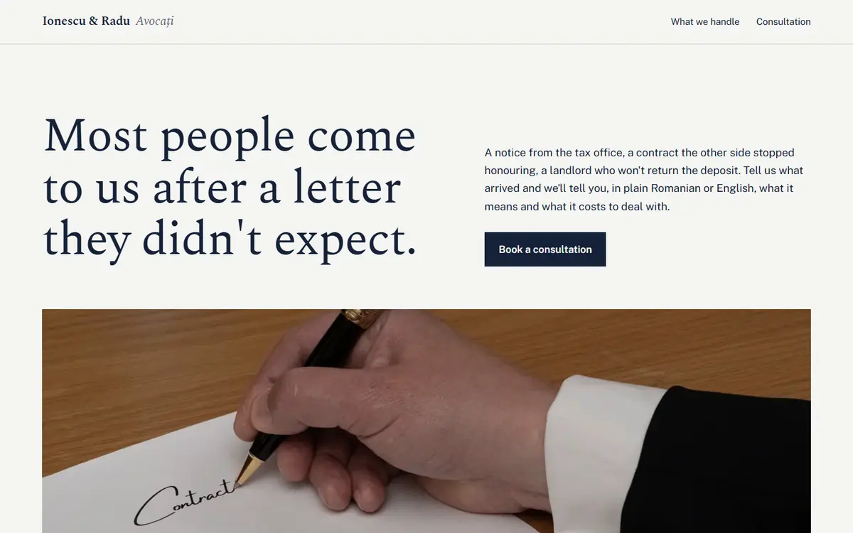 Preview of the Ionescu & Radu example site for law offices