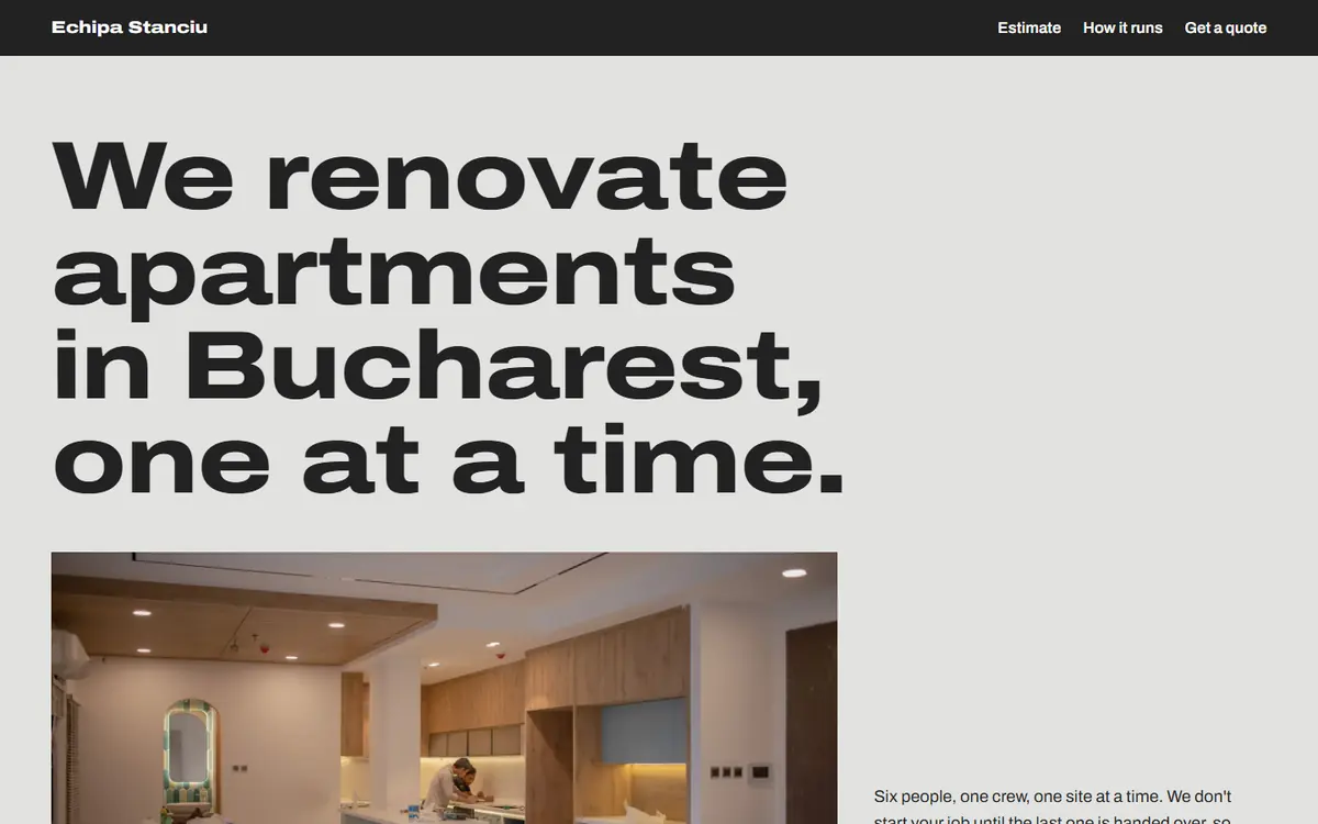Preview of the Echipa Stanciu example site for renovation contractors